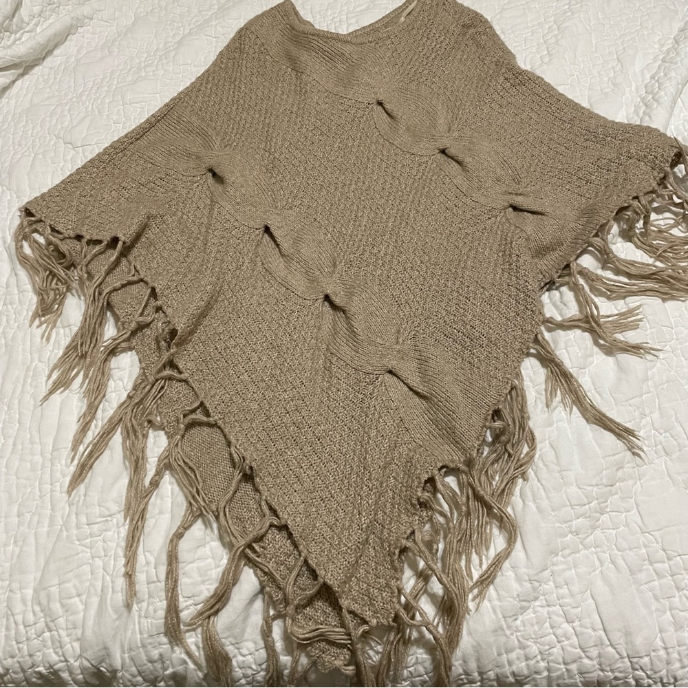 Nude fringe poncho #15